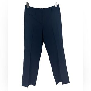 Talbots Pants Womens Size 16 Navy Blue Linen Blend Mid Rise Wide Leg trousers